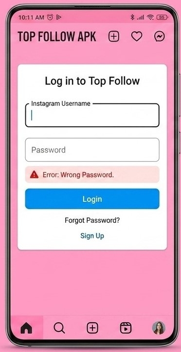 Top Follow APK login issue